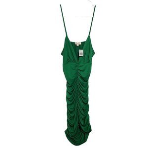 NWT LOVE J Ruched Midi Dress‎ Color Green Size Large